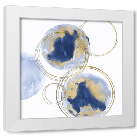 Circular Blue and Gold I White Modern Wood Framed Art Print by Harris, Natalie