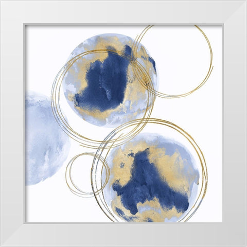 Circular Blue and Gold I White Modern Wood Framed Art Print by Harris, Natalie