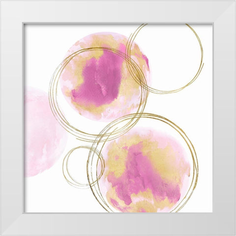 Circular Pink and Gold I White Modern Wood Framed Art Print by Harris, Natalie