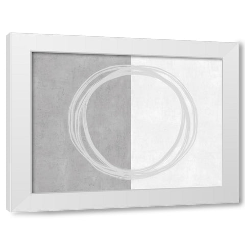 Circle Gray White Modern Wood Framed Art Print by Harris, Natalie
