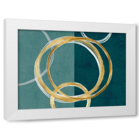 Unity Gold on Green I White Modern Wood Framed Art Print by Harris, Natalie
