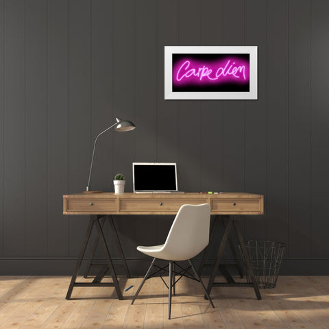 Neon Carpe Diem PB White Modern Wood Framed Art Print by Carr, Hailey