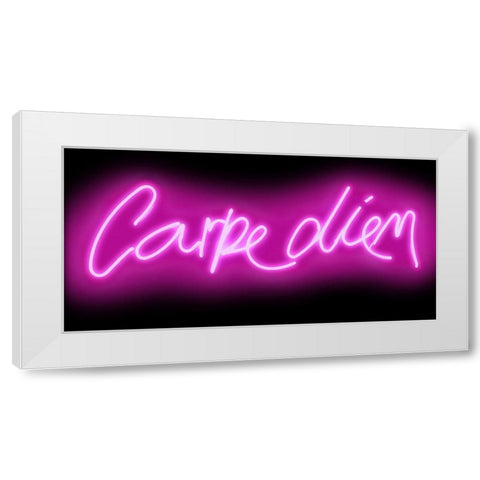 Neon Carpe Diem PB White Modern Wood Framed Art Print by Carr, Hailey