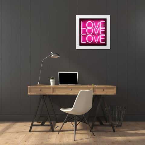 Neon Love Love Love PB White Modern Wood Framed Art Print by Carr, Hailey