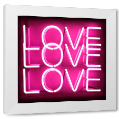Neon Love Love Love PB White Modern Wood Framed Art Print by Carr, Hailey