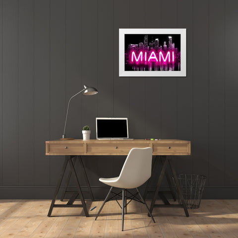 Neon Miami PB White Modern Wood Framed Art Print by Carr, Hailey