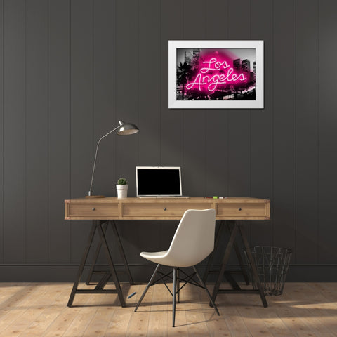 Neon Los Angeles PB White Modern Wood Framed Art Print by Carr, Hailey