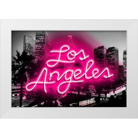 Neon Los Angeles PB White Modern Wood Framed Art Print by Carr, Hailey