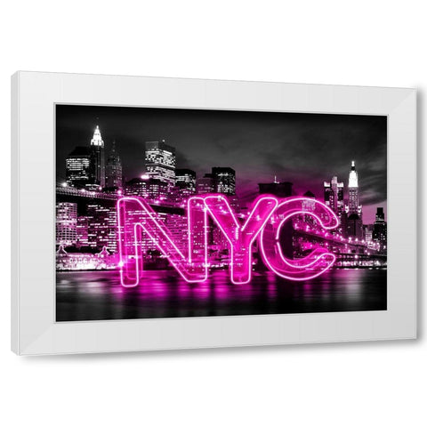 Neon New York City PB White Modern Wood Framed Art Print by Carr, Hailey