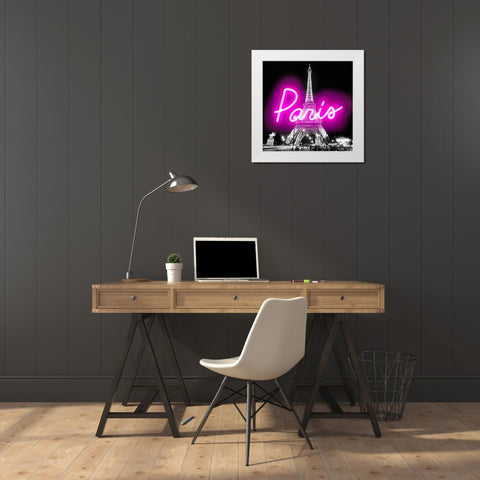 Neon Paris PB White Modern Wood Framed Art Print by Carr, Hailey