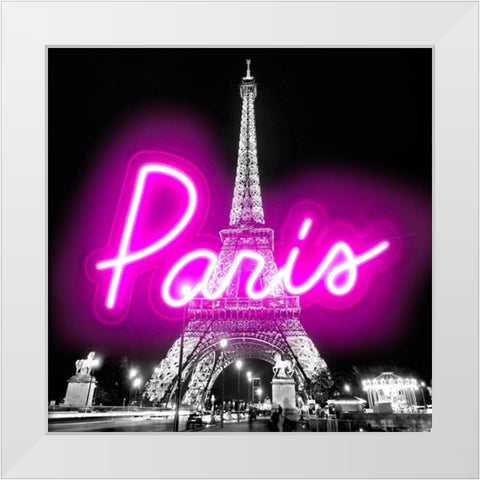 Neon Paris PB White Modern Wood Framed Art Print by Carr, Hailey