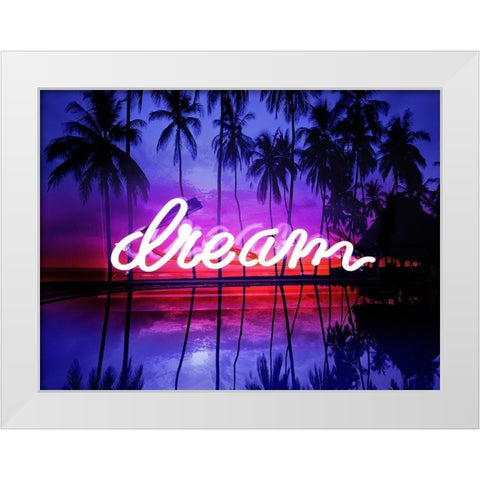 Neon Dream Beach PB White Modern Wood Framed Art Print by Carr, Hailey