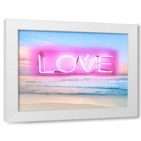Neon Love Beach PB White Modern Wood Framed Art Print by Carr, Hailey