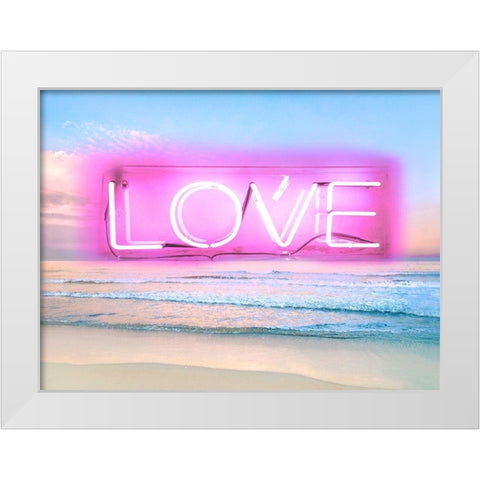 Neon Love Beach PB White Modern Wood Framed Art Print by Carr, Hailey