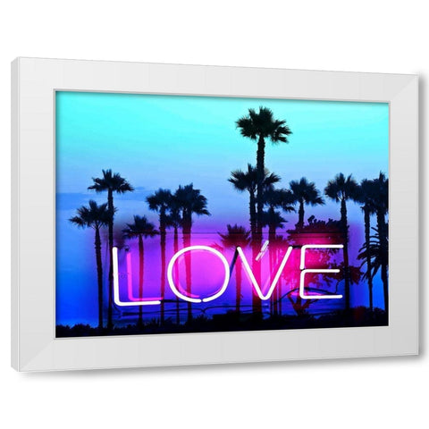 Neon Love Palms PB White Modern Wood Framed Art Print by Carr, Hailey