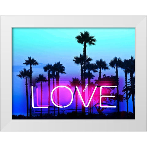 Neon Love Palms PB White Modern Wood Framed Art Print by Carr, Hailey