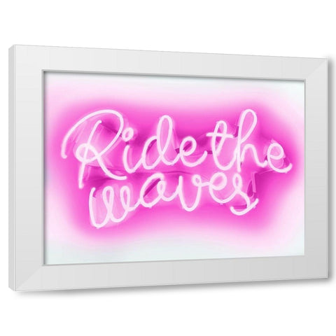 Neon Ride The Waves PW White Modern Wood Framed Art Print by Carr, Hailey
