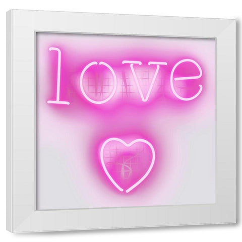 Neon Love Heart PW White Modern Wood Framed Art Print by Carr, Hailey