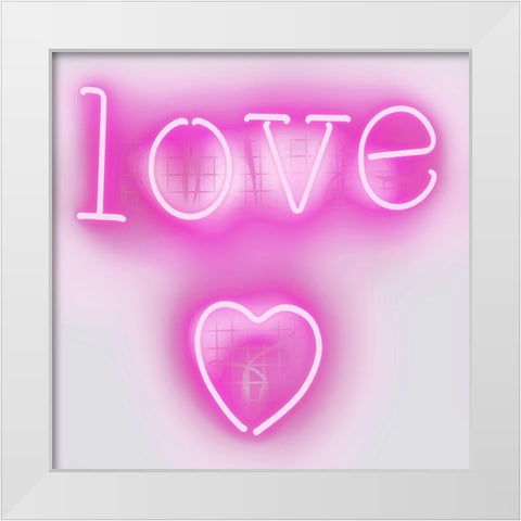 Neon Love Heart PW White Modern Wood Framed Art Print by Carr, Hailey