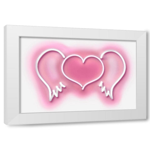 Neon Heart Wings PW White Modern Wood Framed Art Print by Carr, Hailey