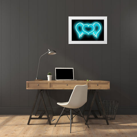 Neon Heart Wings AB White Modern Wood Framed Art Print by Carr, Hailey