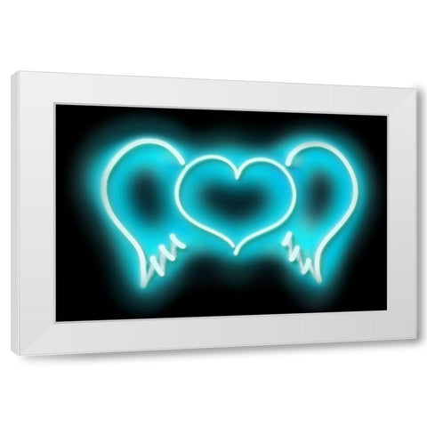 Neon Heart Wings AB White Modern Wood Framed Art Print by Carr, Hailey