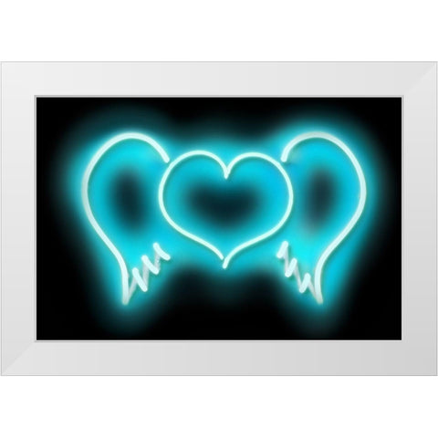 Neon Heart Wings AB White Modern Wood Framed Art Print by Carr, Hailey