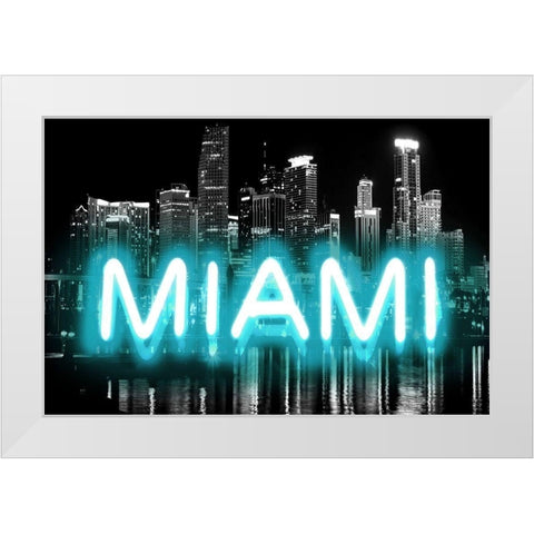 Neon Miami AB White Modern Wood Framed Art Print by Carr, Hailey