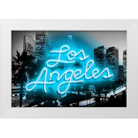 Neon Los Angeles AB White Modern Wood Framed Art Print by Carr, Hailey