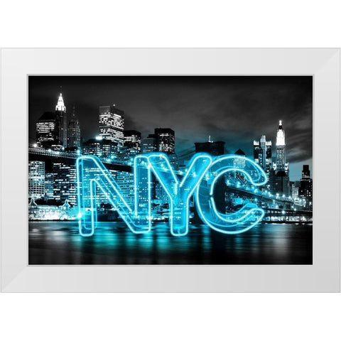 Neon New York City AB White Modern Wood Framed Art Print by Carr, Hailey
