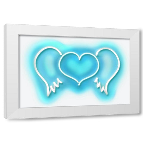 Neon Heart Wings AW White Modern Wood Framed Art Print by Carr, Hailey