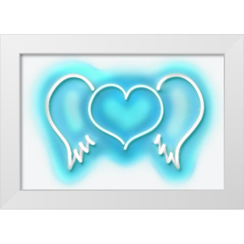 Neon Heart Wings AW White Modern Wood Framed Art Print by Carr, Hailey