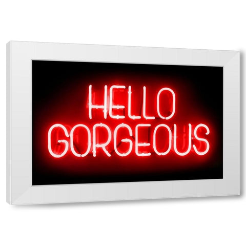 Neon Hello Gorgeous RB White Modern Wood Framed Art Print by Carr, Hailey