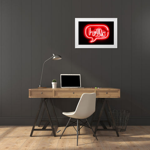 Neon Hello RB White Modern Wood Framed Art Print by Carr, Hailey