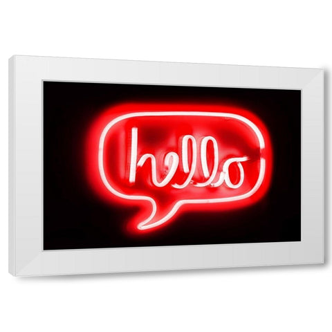Neon Hello RB White Modern Wood Framed Art Print by Carr, Hailey