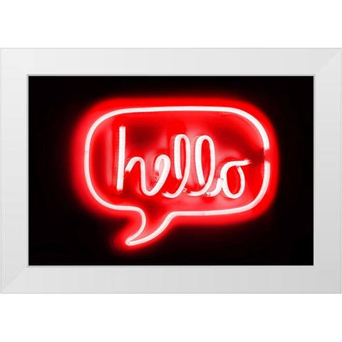 Neon Hello RB White Modern Wood Framed Art Print by Carr, Hailey