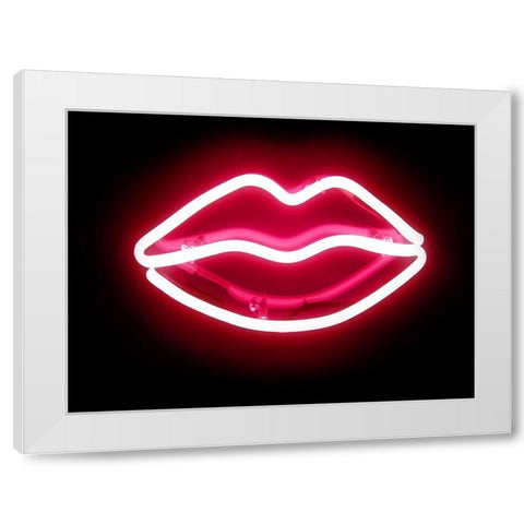 Neon Lips RB White Modern Wood Framed Art Print by Carr, Hailey