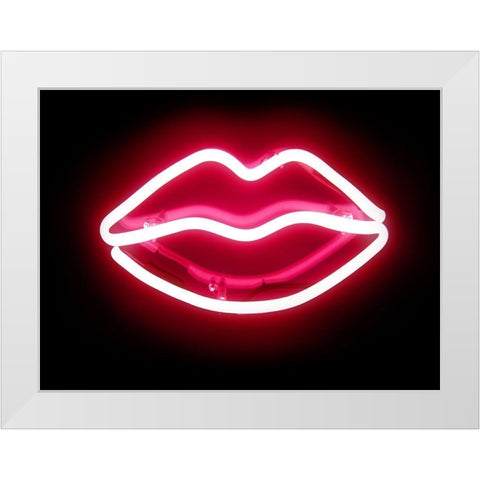 Neon Lips RB White Modern Wood Framed Art Print by Carr, Hailey