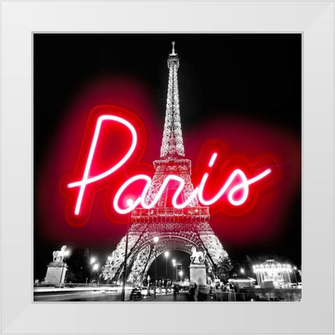 Neon Paris RB White Modern Wood Framed Art Print by Carr, Hailey