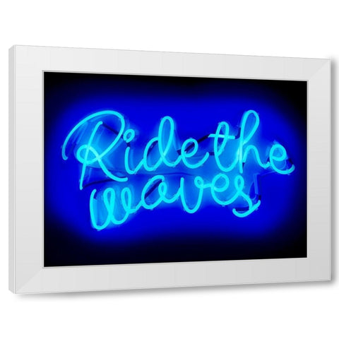 Neon Ride The Waves BB White Modern Wood Framed Art Print by Carr, Hailey