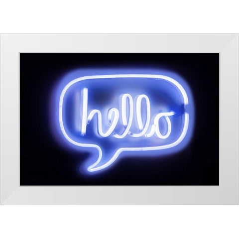 Neon Hello BB White Modern Wood Framed Art Print by Carr, Hailey
