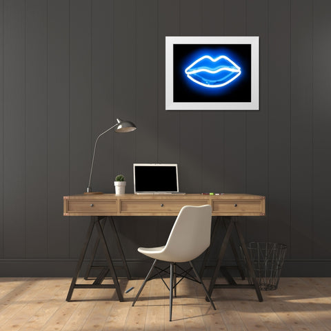 Neon Lips BB White Modern Wood Framed Art Print by Carr, Hailey