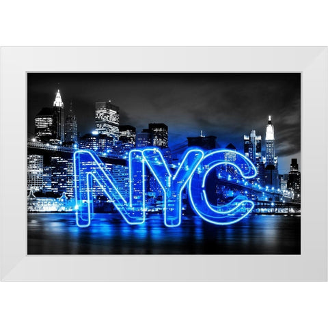 Neon New York City BB White Modern Wood Framed Art Print by Carr, Hailey