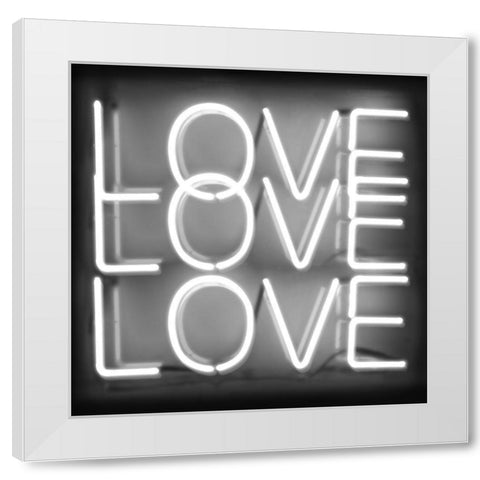 Neon Love Love Love WB White Modern Wood Framed Art Print by Carr, Hailey
