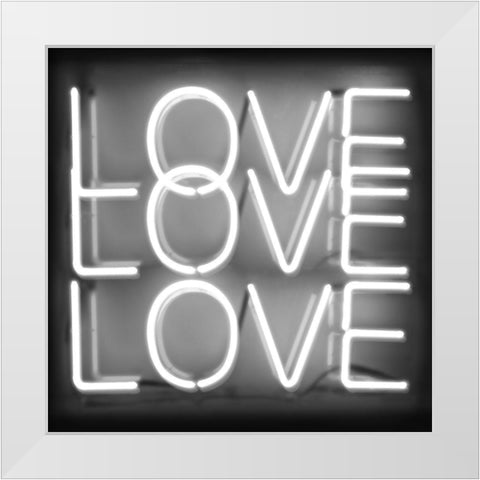 Neon Love Love Love WB White Modern Wood Framed Art Print by Carr, Hailey