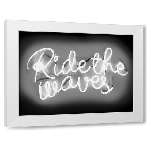 Neon Ride The Waves WB White Modern Wood Framed Art Print by Carr, Hailey