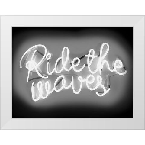 Neon Ride The Waves WB White Modern Wood Framed Art Print by Carr, Hailey