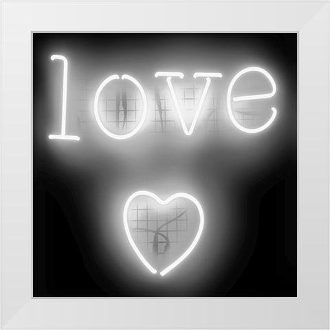 Neon Love Heart WB White Modern Wood Framed Art Print by Carr, Hailey