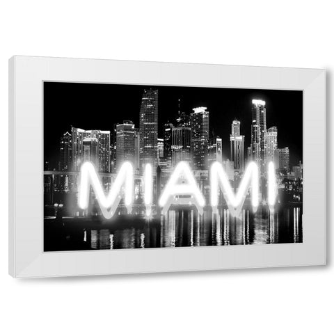 Neon Miami WB White Modern Wood Framed Art Print by Carr, Hailey
