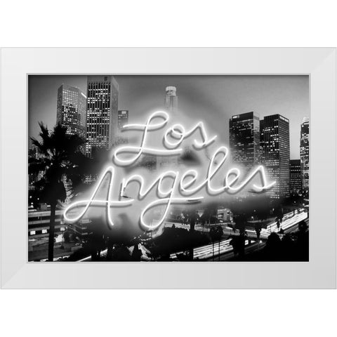 Neon Los Angeles WB White Modern Wood Framed Art Print by Carr, Hailey